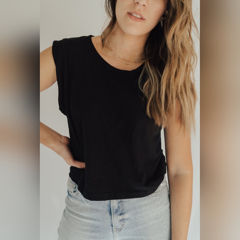 Carly Jean Los Angeles Black Muscle Tee